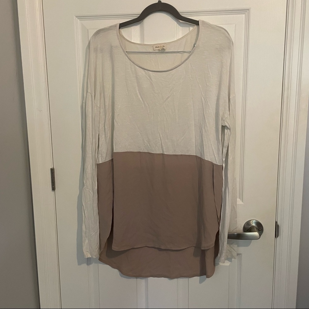 Anthropologie Meadow Rue Long Sleeve Colour block Beige Cream Size Large